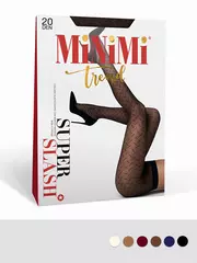 Колготки с диагональной полоской minimi slash 20 blu, , 2, MINIMI, - 2