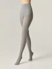 Тёплые ажурные колготки conte ajour 300 grey, , 2, CONTE ELEGANT, - 1