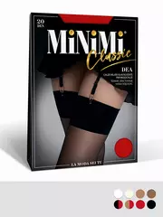 Чулки с каймой под пояс minimi dea 20 daino/rosso, , 3 (M/L), MINIMI, - 2