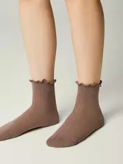 Носки без резинки с волнистым бортом tip-top 1019 кофейный, , 16-18, CONTE-KIDS, - 1