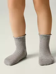 Носки без резинки с волнистым бортом tip-top 1019 серый, , 16-18, CONTE-KIDS, - 1