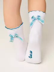 Носки детские (декор, бантики) tip-top 065 белый-бирюза, , 16, CONTE-KIDS, - 2