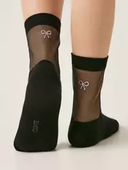 Носки со вставкой из прозрачной сетки и стразами conte classic 683 черный, , 39-41 (25-27), CONTE ELEGANT, - 1