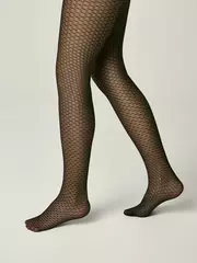 Колготки детские с ажурным геометрическим рисунком julia nero, , 104-110, CONTE ELEGANT, - 3