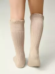 Гольфы с воздушными рюшами и хлопком miss 058 бежевый, , 18, CONTE-KIDS, - 3