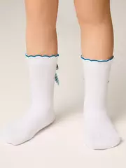Носки детские (декор, бантики) tip-top 065 белый-бирюза, , 16, CONTE-KIDS, - 3