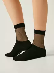 Носки со вставкой из прозрачной сетки и стразами conte classic 683 черный, , 39-41 (25-27), CONTE ELEGANT, - 2