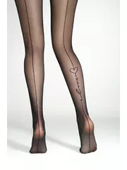 Колготки с имитацией шва и надписью «love» fantasy love you nero, , 3, CONTE ELEGANT, - 2