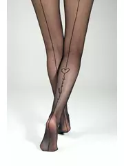Колготки с имитацией шва и надписью «love» fantasy love you nero, , 3, CONTE ELEGANT, - 3
