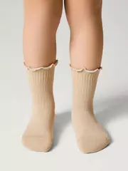 Носки с декоративным волнистым бортом tip-top 1019 бежевый, , 16-18, CONTE-KIDS, - 1