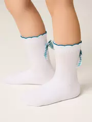 Носки детские (декор, бантики) tip-top 065 белый-бирюза, , 16, CONTE-KIDS, - 1