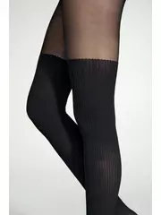 Колготки с имитацией гольфинов в рубчик caprice nero, , 2, CONTE ELEGANT, - 3