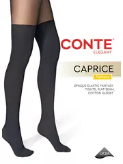 Колготки с имитацией гольфинов в рубчик caprice nero, , 2, CONTE ELEGANT, - 1