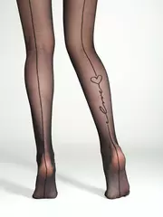 Колготки с имитацией шва и надписью «love» fantasy love you nero, , 3, CONTE ELEGANT, - 4