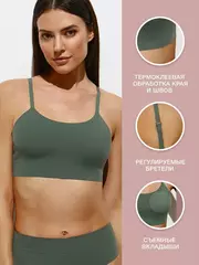 Кроп-топ с сеткой на тонких бретелях с вкладышами omsa invisible 1112b militari, , 50(XL), OMSA, - 4