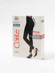 Фактурные женские джеггинсы с высокой посадкой ideal lux royal black, , 164-90/XS, CONTE ELEGANT, - 1