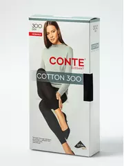 Теплые легинсы из хлопка conte cotton 300 nero, , 2, CONTE ELEGANT, - 1