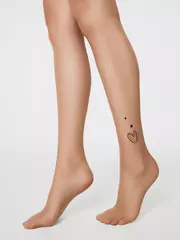 Колготки с имитацией тату «сердечки» fantasy compliment bronz, , 2, CONTE ELEGANT, - 3