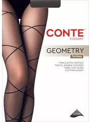 Колготки с имитацией шнуровки fantasy geometry nero, , 3, CONTE ELEGANT, - 1