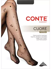 Колготки с сердечками fantasy cuore nero, , 4, CONTE ELEGANT, - 1