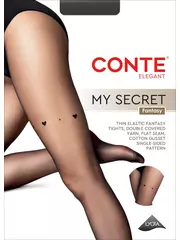 Колготки с имитацией гартера в сердечки conte my secret nero, , 5, CONTE ELEGANT, - 1