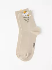 Удлинённые женские носки с пикотом «ромашки» conte classic 1154 бежевый, , 36-39, CONTE ELEGANT, - 3