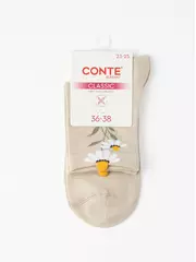 Удлинённые женские носки с пикотом «ромашки» conte classic 1154 бежевый, , 36-39, CONTE ELEGANT, - 4