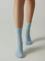 Удлинённые женские носки с пикотом «подснежник» conte classic 1138 светло-голубой, , 36-39, CONTE ELEGANT, - 2