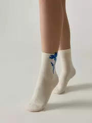 Удлинённые женские носки с пикотом «василёк» conte classic 1155 капучино, , 36-39, CONTE ELEGANT, - 1