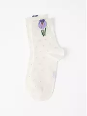 Удлинённые женские носки с пикотом «крокус» conte classic 1136 молочный, , 36-39 (23-25), CONTE ELEGANT, - 4