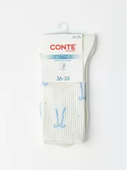 Удлиненные женские хлопковые носки conte active 1103 молочный, , 36-39 (23-25), CONTE ELEGANT, - 5