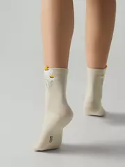 Удлинённые женские носки с пикотом «ромашки» conte classic 1154 бежевый, , 36-39, CONTE ELEGANT, - 2