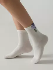 Удлинённые женские носки с пикотом «крокус» conte classic 1136 молочный, , 36-39 (23-25), CONTE ELEGANT, - 1