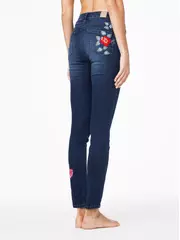 Ультрамодные джинсы skinny с вышивкой и эффектом сильной поношенности fashion conte con-53 темно-синий, , 170-98/M, CONTE ELEGANT, - 3