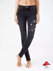 Моделирующие женские джинсы из премиального денима с вышивкой con-100 черный, , 170-94/S, CONTE ELEGANT, - 1