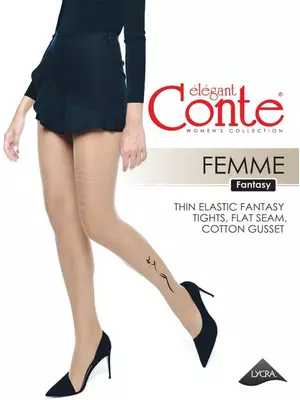Колготки с тату-рисунком conte femme nero, , 2, CONTE ELEGANT, - 1
