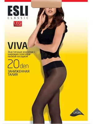 Колготки женские esli viva 20 nero (с заниженной талией), , 3, ESLI, - 1