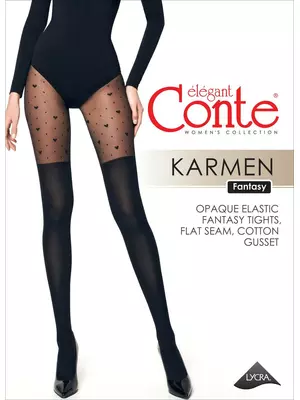 Колготки женские с рисунком «сердечки» karmen nero, , 3, CONTE ELEGANT, - 1