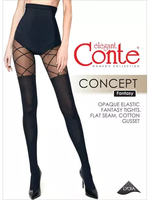 Колготки с имитацией гольфинов conte concept nero, , 2, CONTE ELEGANT, - 1