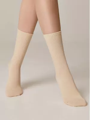 Удлиненные женские хлопковые носки active 000 бежевый, , 38-39 (25), CONTE ELEGANT, - 1