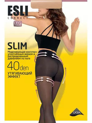 Колготки женские esli slim 40 nero, , 4, ESLI, - 1