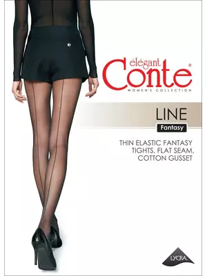 Колготки женские fantasy c имитацией шва line grafit, , 3, CONTE ELEGANT, - 1