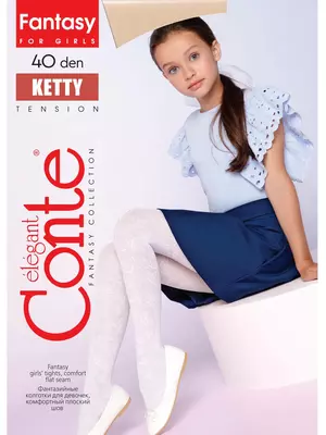 Белые детские колготки с ажурным цветочным рисунком ketty bianco, , 116-122, CONTE ELEGANT, - 1