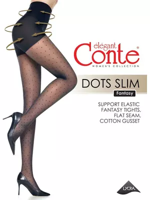 Колготки женские в точку с утягивающими шортиками dots slim, , 5, CONTE ELEGANT, - 1