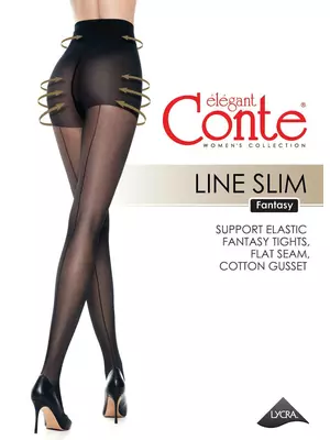 Колготки женские с имитацией шва и утягивающими шортиками line slim, , 4, CONTE ELEGANT, - 1