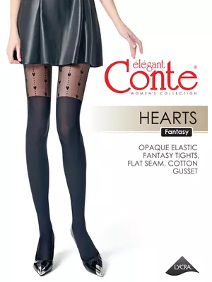 Колготки женские с имитацией гольфинов hearts fantasy nero, , 4, CONTE ELEGANT, - 1