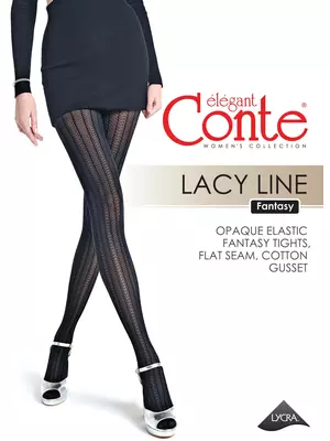 Колготки женские с ажурным рисунком и полосами lacy line nero, , 3, CONTE ELEGANT, - 1