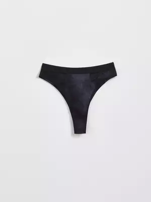 Трусы женские «бразилиана» из хлопка и эластичной сеточки rib with mesh lbr 2496 black tie dye, , 94/S, CONTE ELEGANT, - 1