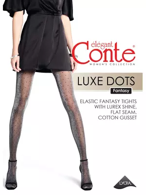 Колготки женские с люрексом и рисунком «в точку» luxe dots fantasy nero, , 5, CONTE ELEGANT, - 1