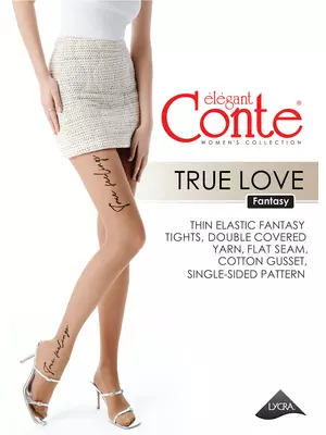 Тонкие фантазийные колготки true love 30 ден bronz, , 3, CONTE ELEGANT, - 1